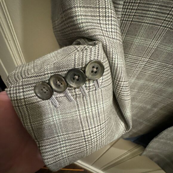 Isaia Sport Coat Mens 54EU/44US Cinnamon Green Sky Plaid AquaCashmere Blazer - Picture 8 of 14